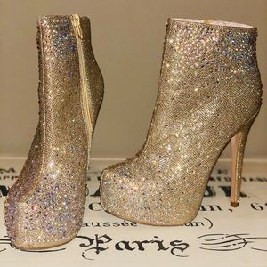 Gold sequin heels